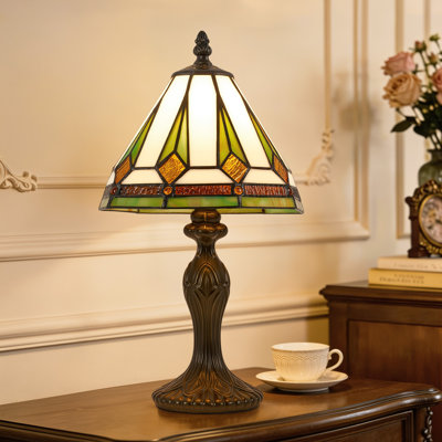 Lampe de table rétro 14,2 po, base E26, ampoule DEL incluse, lampe en verre coloré faite à la main, pour chambre à coucher, salon, bureau personnel, table de chevet, bureau