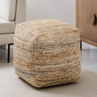 Yinka 18"H Two-Tone Cotton Pouf Ottoman