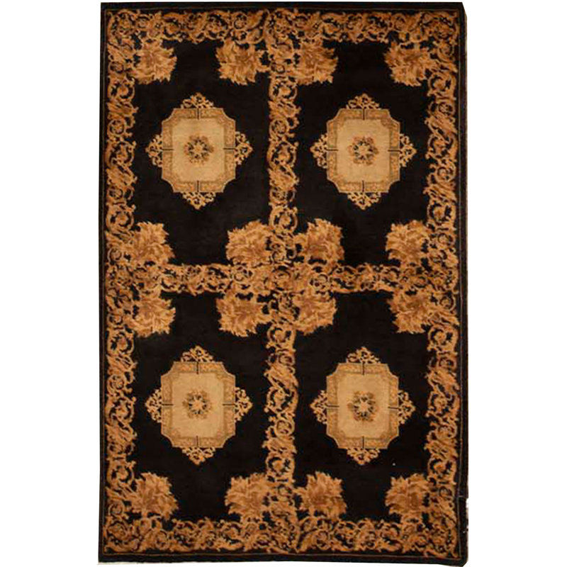 Hand-Knotted High-Quality Black Area Rug