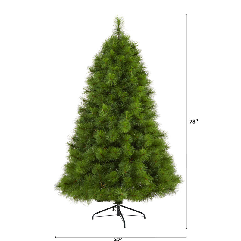 Arbre de Noël artificiel pin vert avec lumières claires/blanches, H 6,5 pi