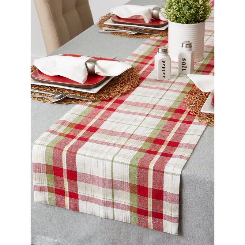 Sadie Tartan Holly Table Runner, 72" L x 14" W, Orchard Plaid