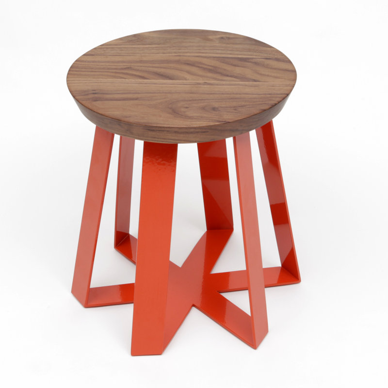 ARS Accent Stool, Orange, Walnut