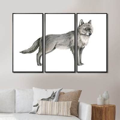 Portrait Of A Wolf I - 3 Piece Graphic Art on Canvas