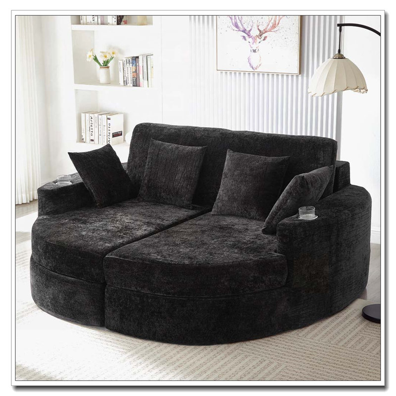 Canapé de chaise longue à compression complète, Noir