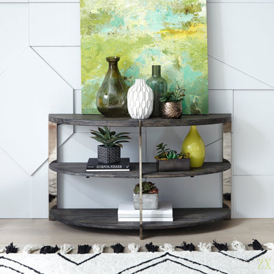 Console demi-lune avec 2 tablettes ouvertes