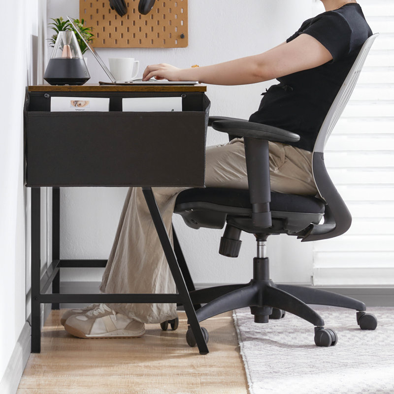Kernberry Metal Base Computer Desk, Dark Wood