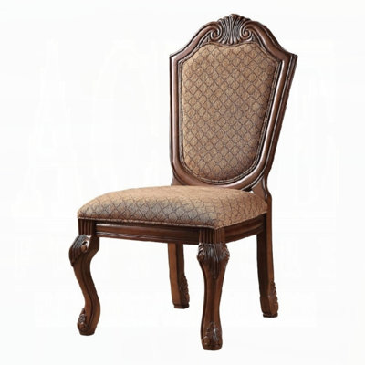 Chateau Fabric & Cherry Finish De Ville Side Chair (Set of 2)