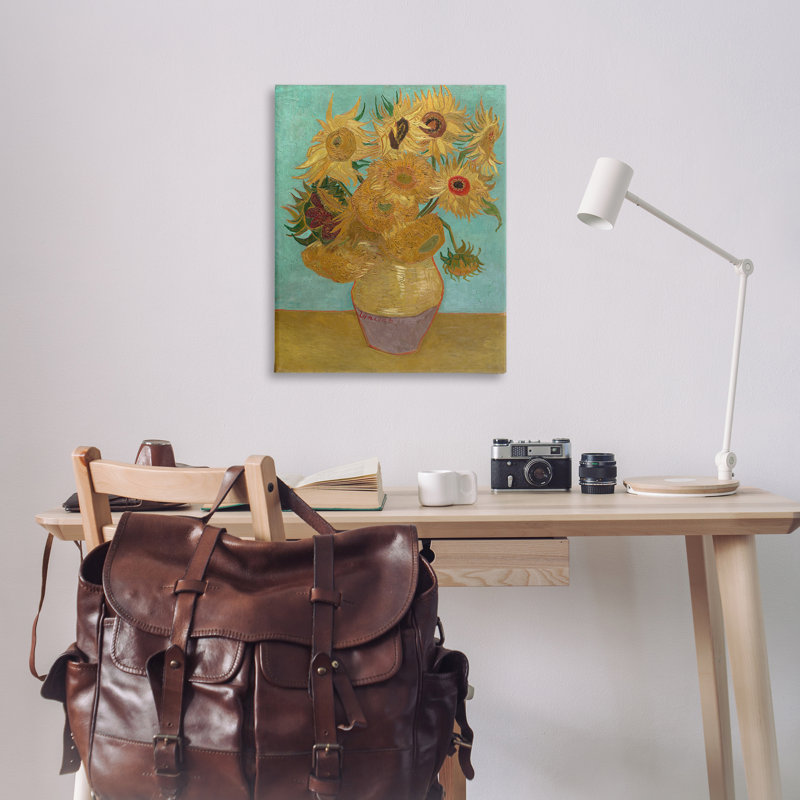 «Van Gogh Sunflowers on Blue», art mural par One1000, H 40 po x l 30 po