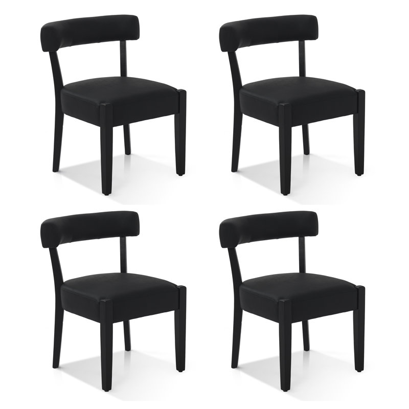 Chaises de salle à manger Cindina, 4 pièces, Similicuir noir / noir
