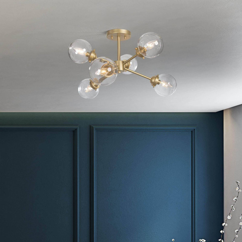Plafonnier semi-encastré sphérique à intensité variable 6 lumières l 25 po Beesley