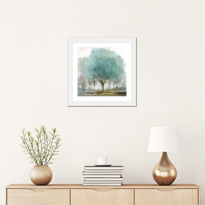 «By The Treeside II» par Allison Pearce - reproduction d'art, H 16 po x l 16 po x p 1 po, Papier encadré blanc, Blanc