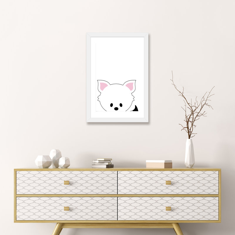 Art peekaboo ii, H 24 po x l 16 po x P 1 po, Papier avec cadre blanc