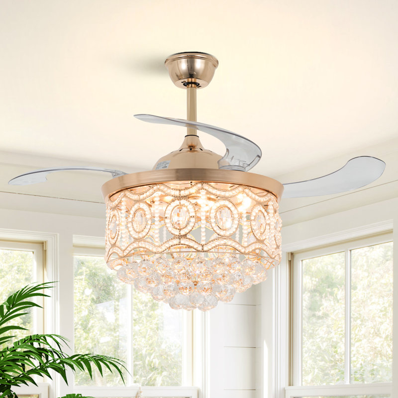 42" Gamlet Rose Gold Crytal Ceiling Fan with Remote Control Kit