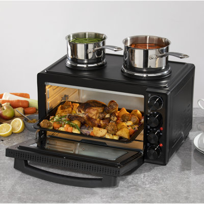 Daewoo 3000W Mini Counter Top Electric Cooker Freestanding Small Oven With Dual Hob Standalone Free Standing Counter Top, Hot Plates, Hotplate