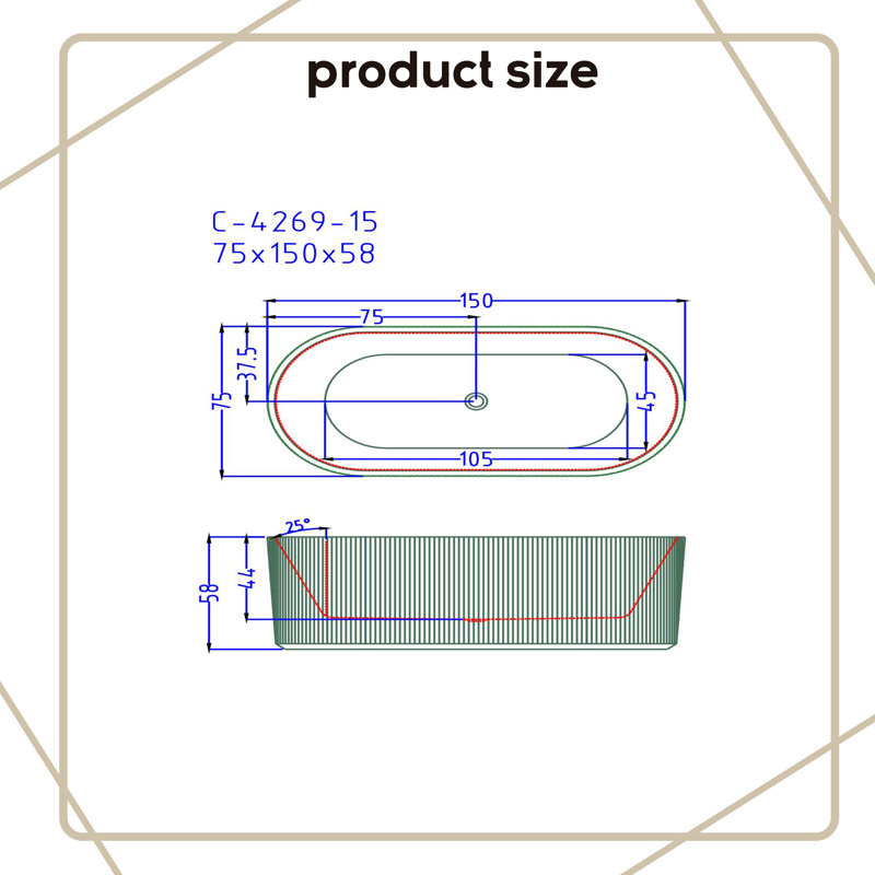 59'' x 29.51'' Freestanding Soaking Acrylic Bathtub