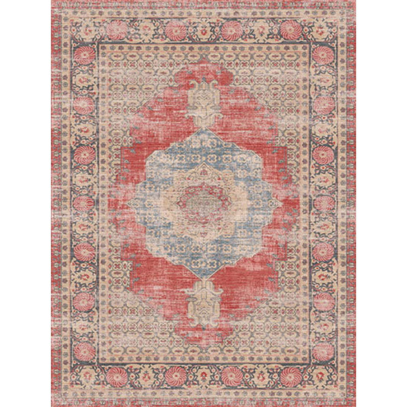 Tapis rouge Odira en vinyle facile à nettoyer, Rectangulaire 2 pi x 3 pi