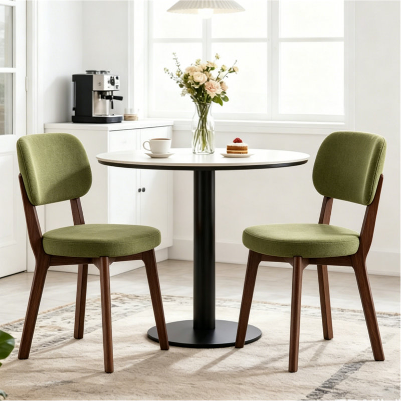 45 H Upholstered Low Back Dining Chair, Green