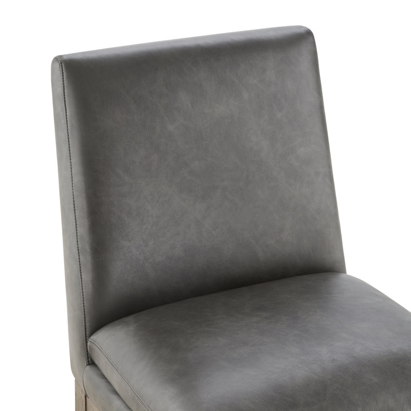 Chaise rembourrée en cuir Bethea, Similicuir ardoise Copley