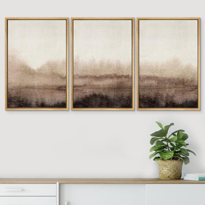 Reproduction d'art sur toile encadrée, ensemble d'aquarelle pastel brun, paysage, nature sauvage, illustrations, art moderne, abstrait nordique décoratif pour le salon, la chambre à coucher, le bureau, impression sur toile, 3 pièces