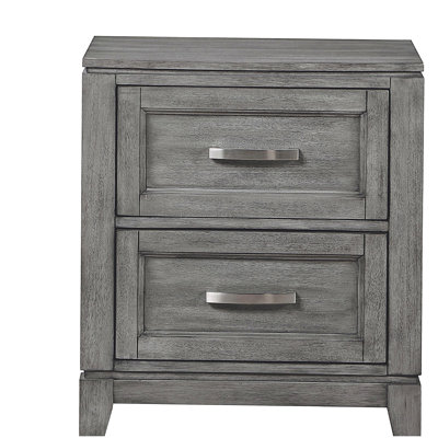 Gray Finish Nightstand with 2x Storage Drawers Wooden Bedroom Furniture 1pc