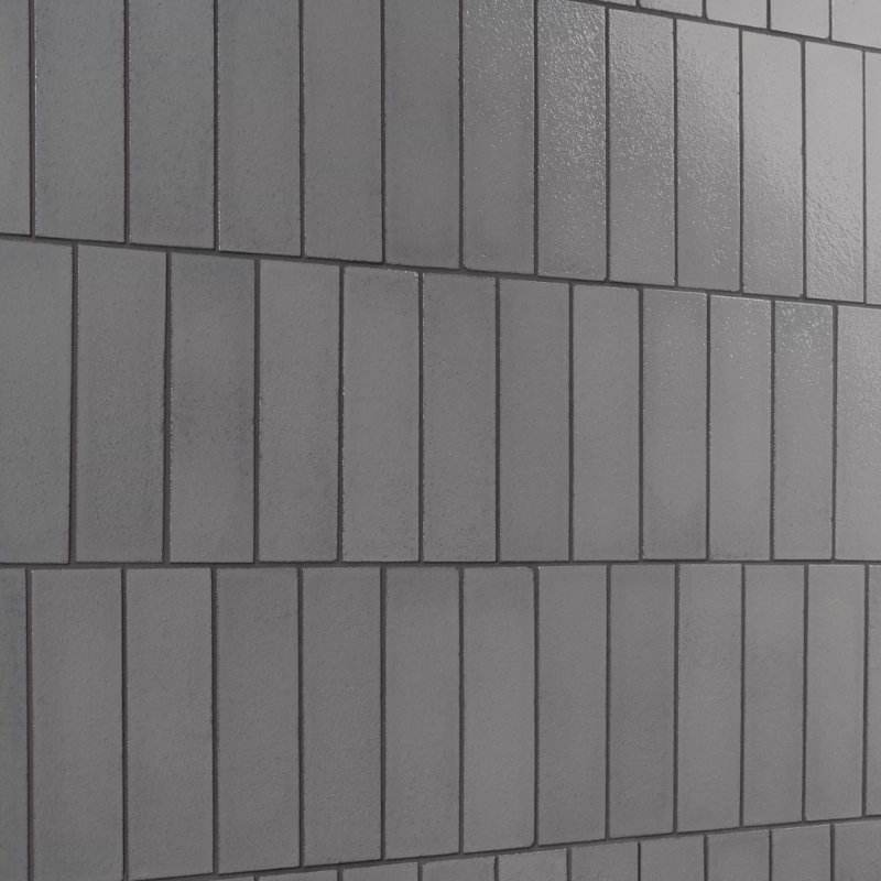Color One 2x8 Glossy Lava Stone Tile, Fossil Gray