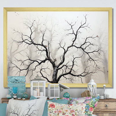 «White and Grey Minimalisme Maple Tree II», reproduction sur toile