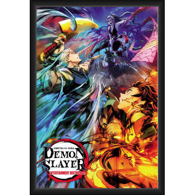  Officially Licensed Demon Slayer - Season 2 Key - Framed Art Poster - 24 x 36 Inch - Sturdy Engineered Wood Frame with Plexi Glass - Ready to Hang