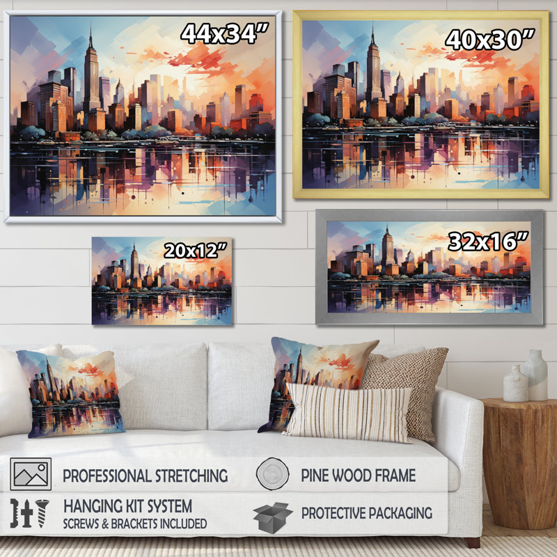 Pop Art New York II, reproduction d'art sur toile, H 12 po x l 20 po x P 1 po, Toile tendue