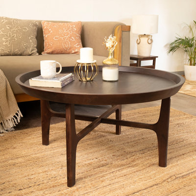 Essence Walnut Haze Solid Wood Round Coffee Table