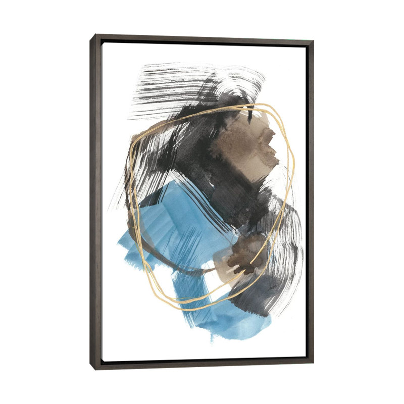 « Gold loops II » par Jennifer Goldberger-impression, H 26 po x l 18 po x 1,5 po, Toile encadrée de bois rustique foncé