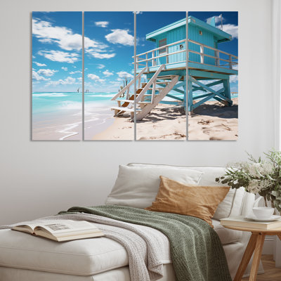 «Turquoise Miami Lifeguard Whispers II», reproduction sur toile 4 pièces