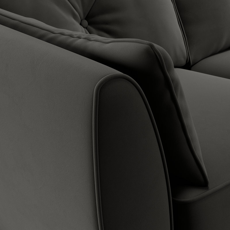 Birjesh 2 Seater Sofa, Dark Brown Wood, Black