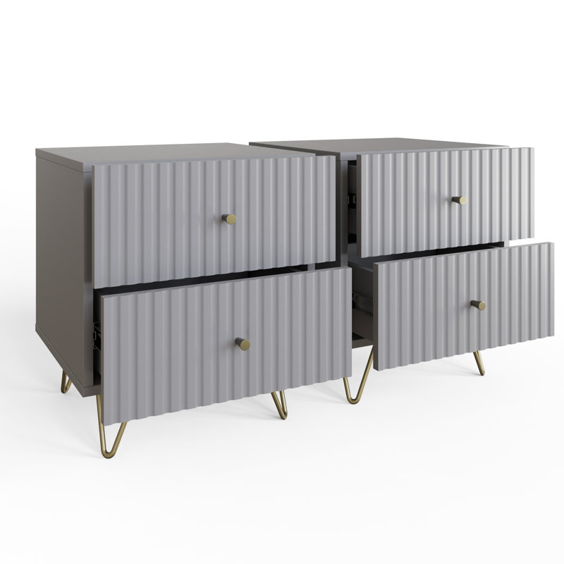 Alipio 40cm W Manufactured Wood Bedside Table, Grey