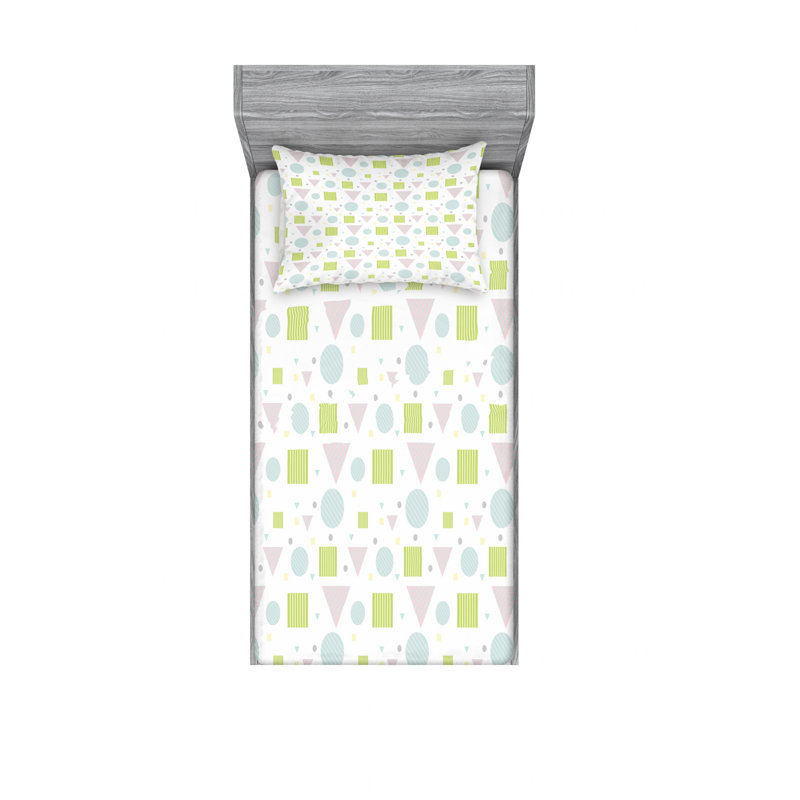 Microfiber Geometric Sheet Set, Twin XL Sheet Set with Fitted Sheet