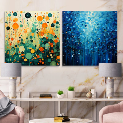 Magenta - Ensemble de 2 peintures murales abstraites en acrylique
