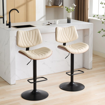 Tabourets de bar, pivotant à 360 °, hauteur de siège réglable, pieds fuselés en métal, 2 chaises pivotantes pour îlot de cuisine / salle à manger / café et similicuir, conception ergonomique, salle à manger / cuisine