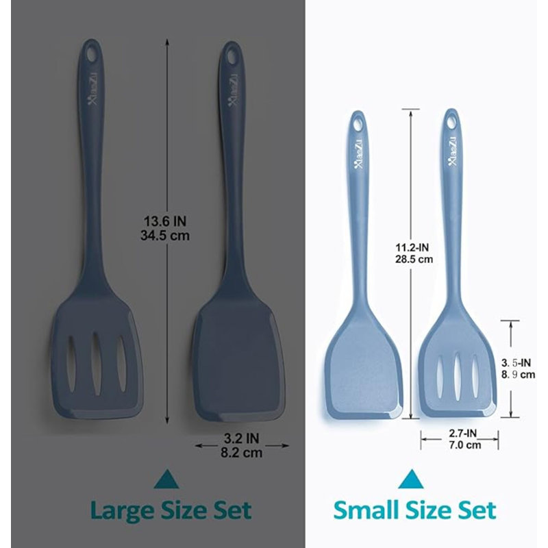 Ensemble de retourneur de spatules en silicone, spatules résistantes à la chaleur élevée avec une conception sans soudure, ustensiles antiadhésifs en caoutchouc pour la cuisson et la cuisson, sans BPA, 11 po