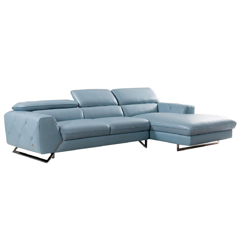 Susannah Upholstered Sectional, Aqua , Right Hand Facing