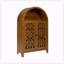 Armoire arquée sculptée à la main, armoire de rangement en bois massif avec tablette ouverte et 2 portes