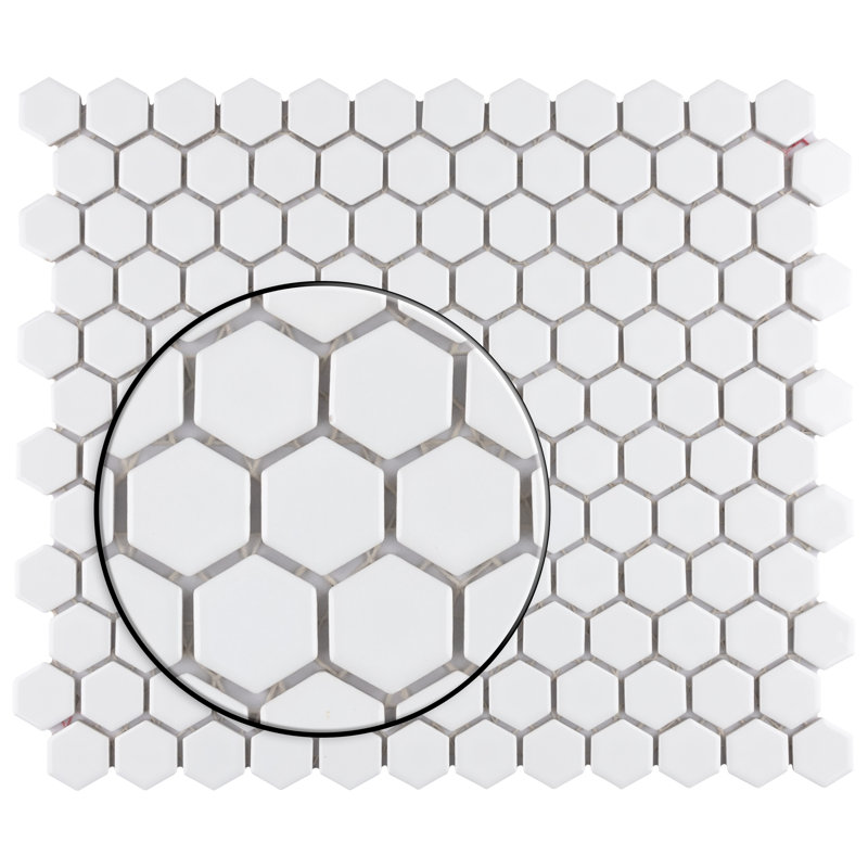 Metro 0.87" x 0.87" Hex Porcelain Mosaic Floor & Wall Tile