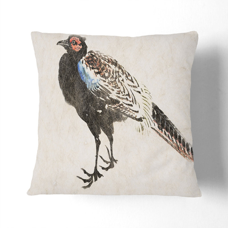 Pheasant by Kawanabe Kyosai Cushion with Filling, 55cm H x 55cm W x 20cm D
