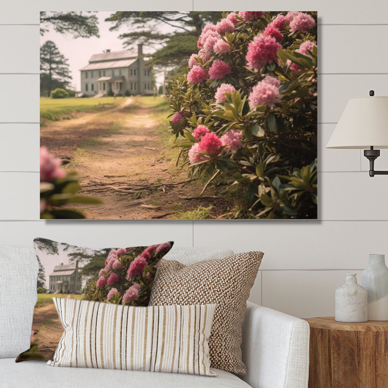 Rhododendron en fleurs à la ferme II, Toile tendue, H 34 po x l 44 po x P 1,5 po