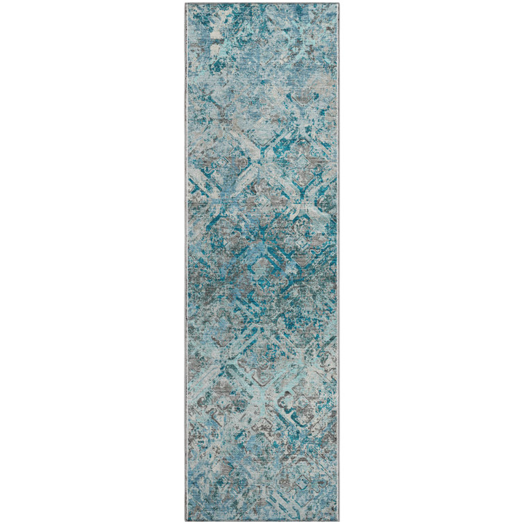 Premium Machine Washable Prisco Teal Rug