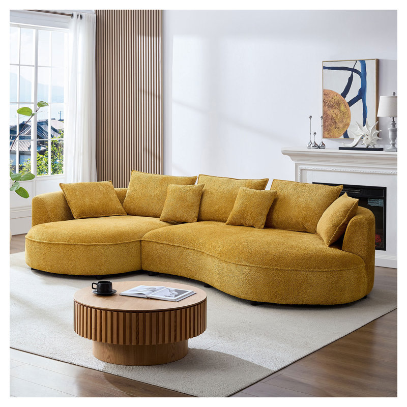 Canapé modulaire surdimensionné avec méridienne Mid-Century Boucle