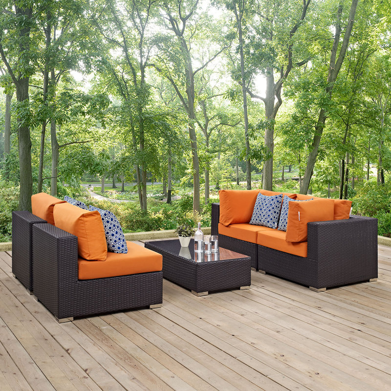 Ensemble modulaire d'extérieur 5 pièces Convene, Orange