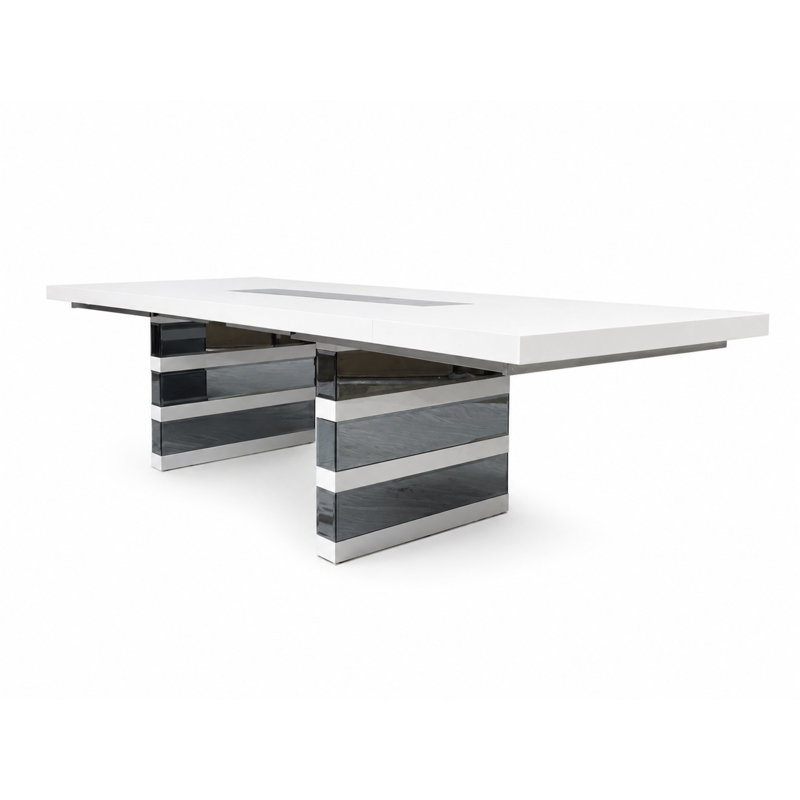 Mera White Lacquer Extendable Dining Table