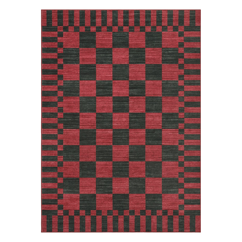 Checkered Rug for Living Room Washable Bedroom Rugs Non Slip Back Modern Classic Area Rug for Kids Boys Bedroom Home Decor Carpet for Dining Room Office