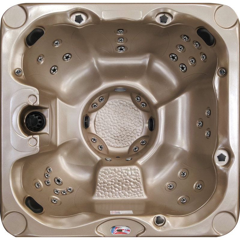 American Spas 240 Volt 40 - Jet Acrylic Square Standard (Hardwired) Hot Tub with Ozonator, Champagne, White