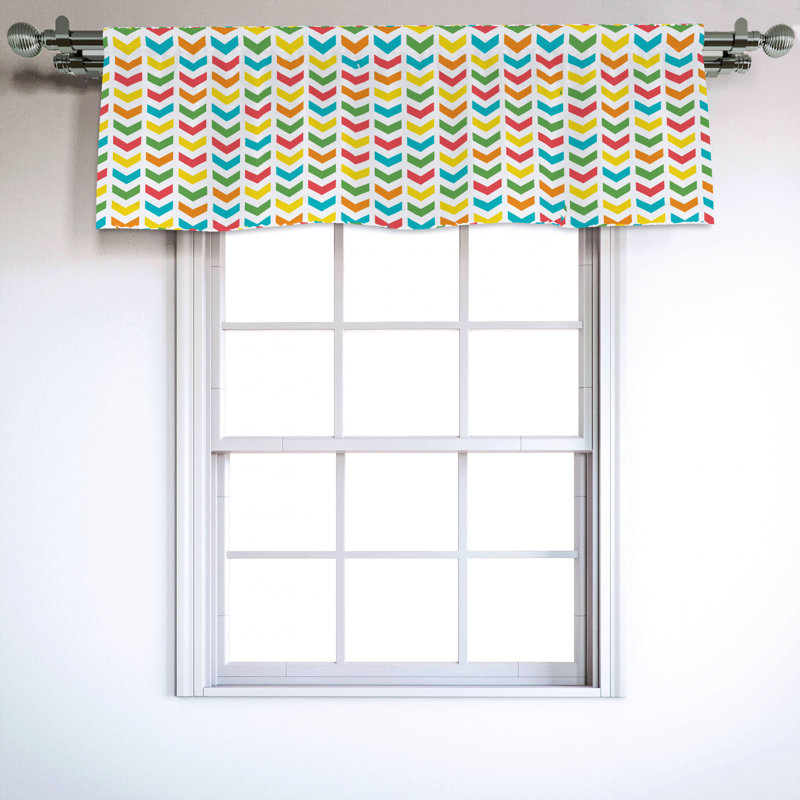 Sateen Geometric Ruffled Window Valance