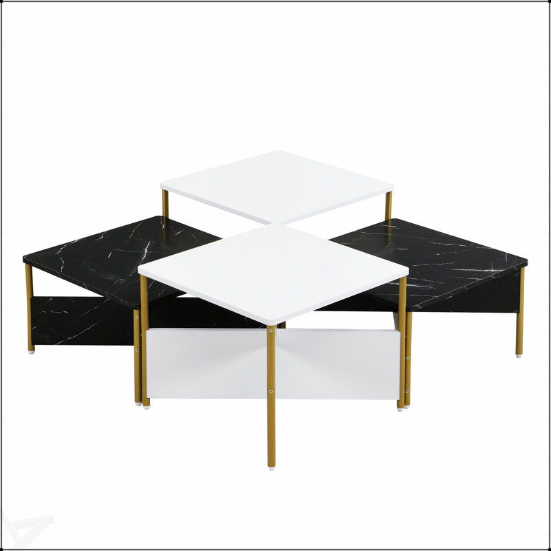 Ensemble de 4 tables basses Modern Modern, Blanc/Noir